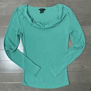 Y2K Vintage Moda International Ribbed Cowl Neck Shirt Size S